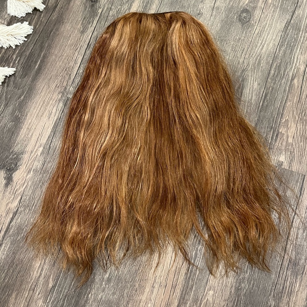 Zala 15” Auburn Red Halo Hair Extensions with Golden Highlights - Human Hair